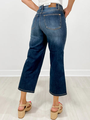 Tummy Control Wide Leg Crop Judy Blue Jeans