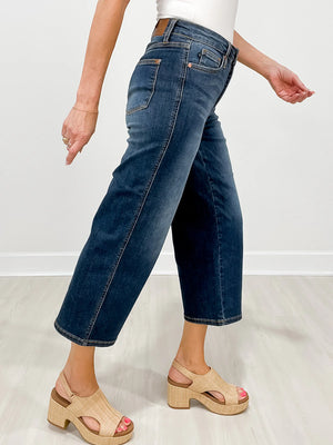 Tummy Control Wide Leg Crop Judy Blue Jeans