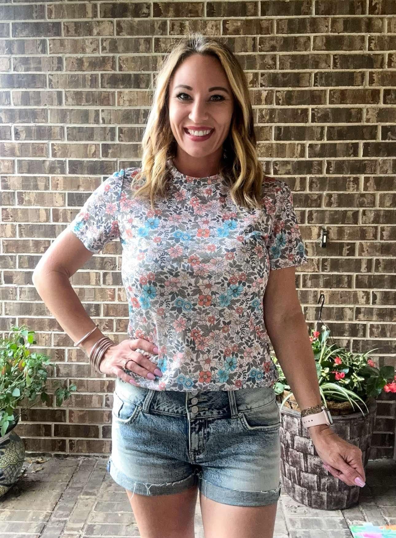 Short Sleeve Wildflowers Mesh Tee