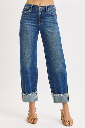 Risen High Rise Crop Boyfriend Cuffed Jeans