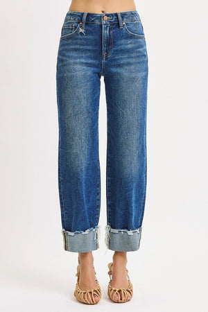 Risen High Rise Crop Boyfriend Cuffed Jeans