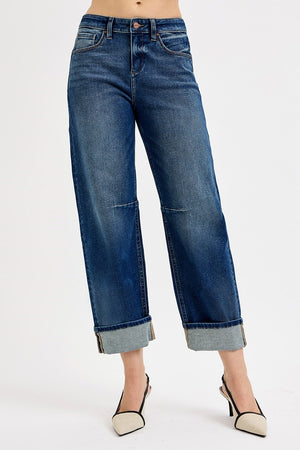 Risen Slouchy Crop Barrel Cuffed Jeans