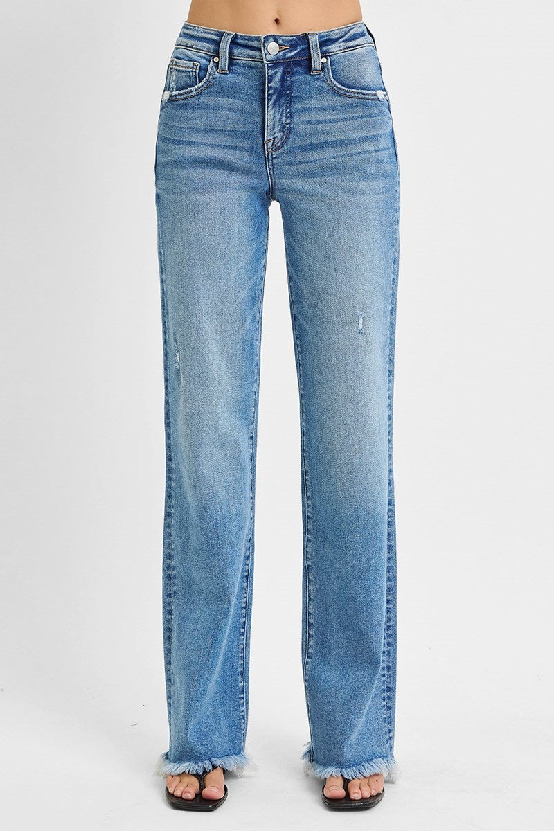 Risen High Rise Straight Tummy Control Jeans