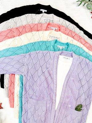 Open Knit Cardigan - Lavender