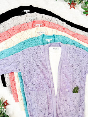 Open Knit Cardigan - Lavender