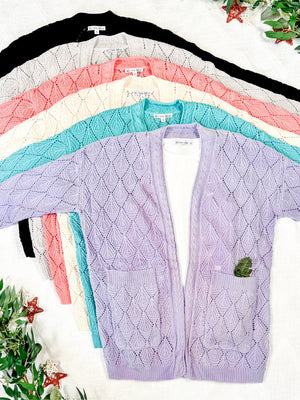Open Knit Cardigan - Lavender