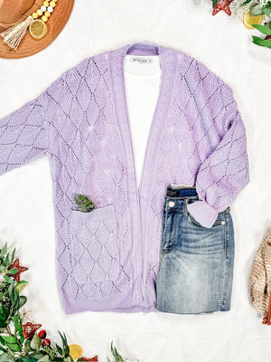 Open Knit Cardigan - Lavender