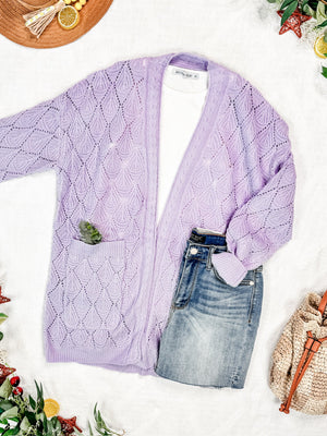 Open Knit Cardigan - Lavender