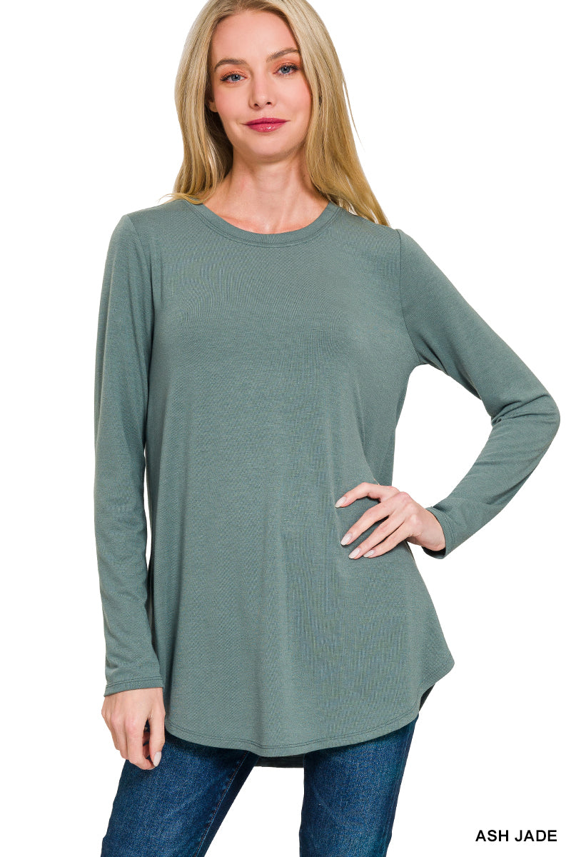 Not Your Basic Long Sleeve Tee in Ash Jade