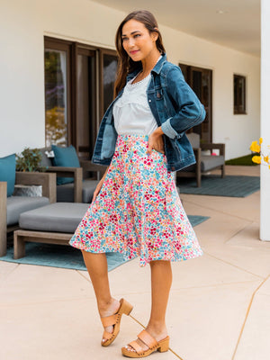 Floral Multicolor A-Line Skirt