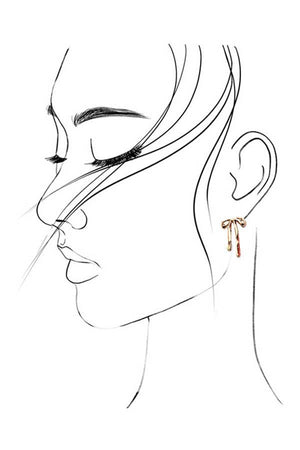 GOLD LONG BOW RIBBON STUD EARRINGS