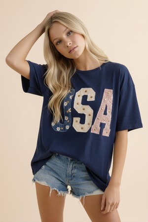 All American Mixed Media Graphic Tee