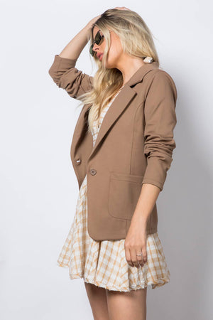 Ponte One Button Blazer in Slate Blue