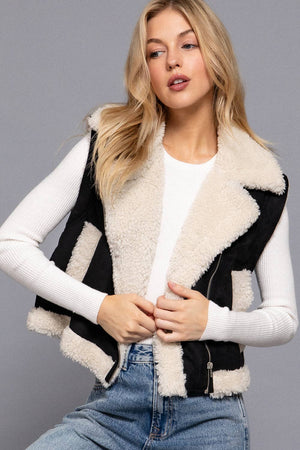 Sherpa Lined Faux Suede Vest