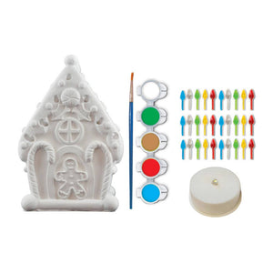 Light-Up Gingerbread House - 6" Plaster Paint Kit