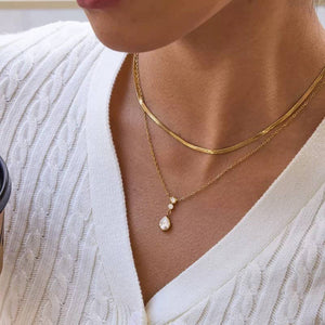 18K STAINLESS STEEL TARNISH FREE LAYERED NECKLACE