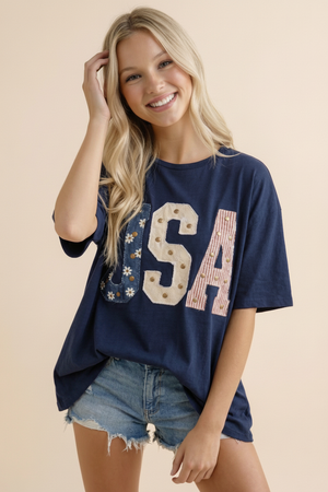 All American Mixed Media Graphic Tee