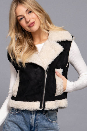 Sherpa Lined Faux Suede Vest