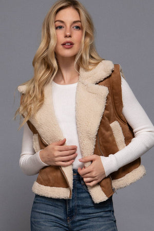 Sherpa Lined Faux Suede Vest