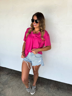 SADIE SOFT & SLOUCHY BOYFRIEND TEE: BROWN