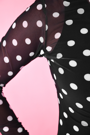 Keigan Mesh Top- After Dark Polka Dot: Black