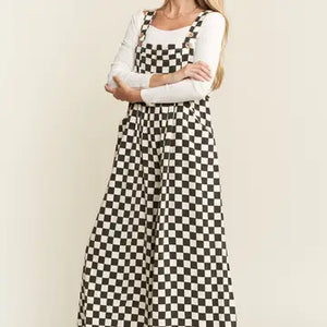 Check me out Checkered Wide Leg- Overalls