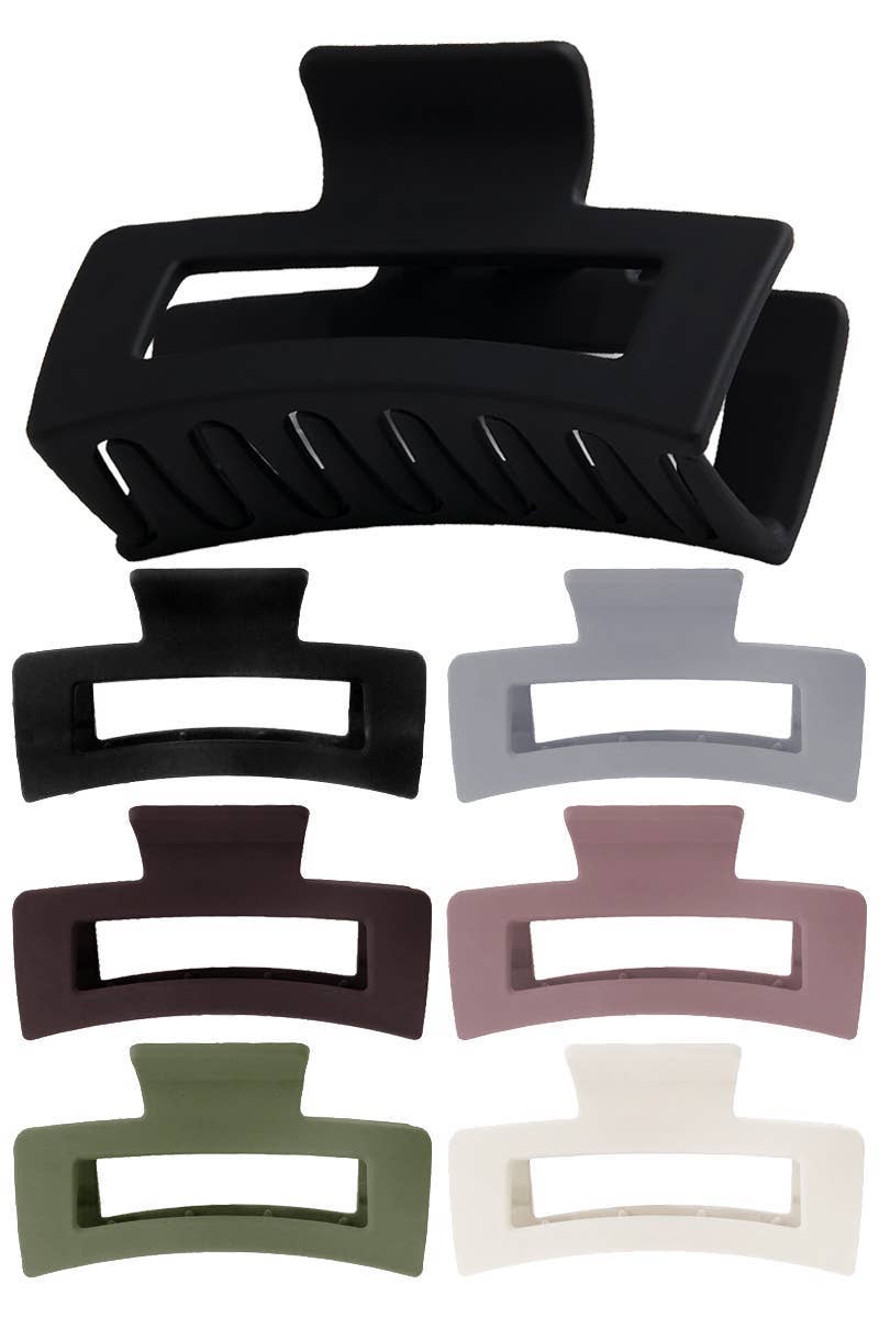 Matte Neutral Wide Block Y2k Clip Hair Claw - Assorted Colors