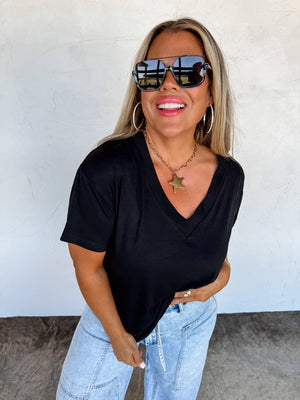 SADIE SOFT & SLOUCHY BOYFRIEND TEE: BROWN