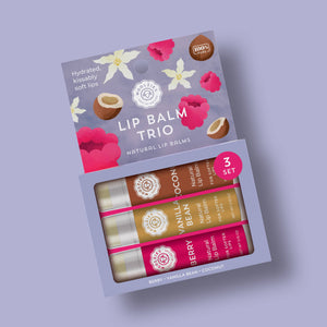 Duo Lip Balm Set of 3 Berry, Vanilla & Coconut