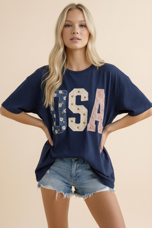 All American Mixed Media Graphic Tee