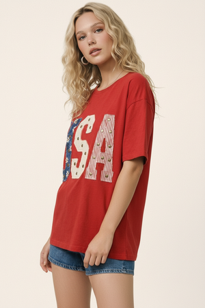 All American Mixed Media Graphic Tee