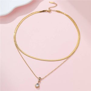 18K STAINLESS STEEL TARNISH FREE LAYERED NECKLACE
