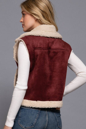Sherpa Lined Faux Suede Vest