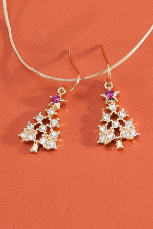 GOLD RHINESTONE X-MAS TREE EARRINGS