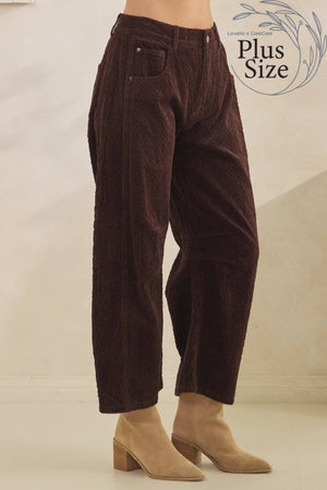 Corduroy Barrel-Leg Pants - Black