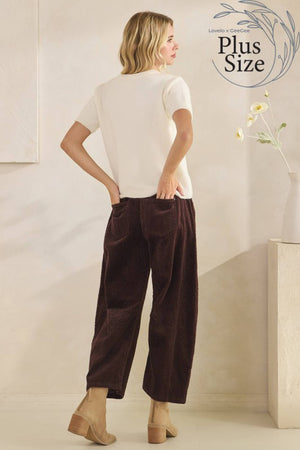 Corduroy Barrel-Leg Pants - Black