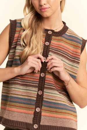 Fall In Love With Stripes Sweater Vest
