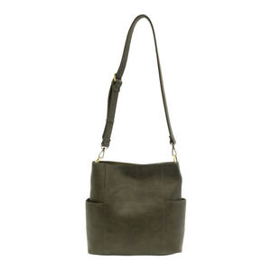 Joy Susan Kaleigh Side Pocket Bucket Bag - Dark Moss