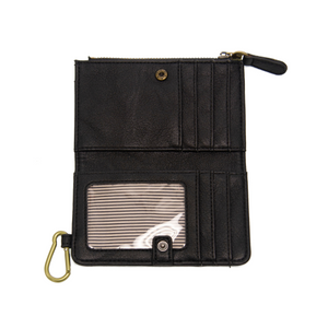 Joy Susan Bobbie Bifold Wallet with Carabiner - Black