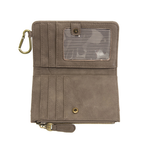 Joy Susan Bobbie Bifold Wallet with Carabiner - Dark Taupe