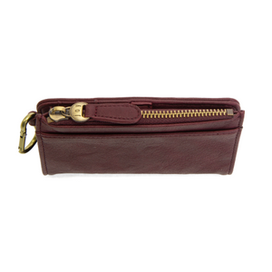 Joy Susan Bobbie Bifold Wallet with Carabiner - Aubergine