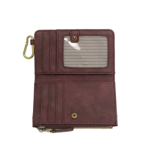 Joy Susan Bobbie Bifold Wallet with Carabiner - Aubergine