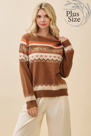 Autumn Pumpkin Knit Fair Isle Sweater