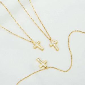 18K STAINLESS STEEL TARNISH FREE CROSS NECKLACE