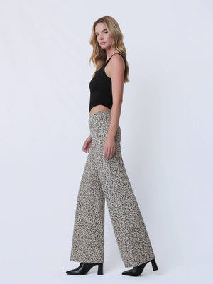 Lovervet Mid Rise Leopard Print Wide Leg Jeans