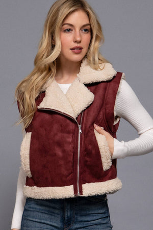 Sherpa Lined Faux Suede Vest