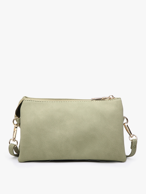 M013 Riley Monogrammable 3 Compartment Crossbody/Wristlet: Stone