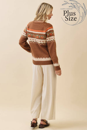 Autumn Pumpkin Knit Fair Isle Sweater