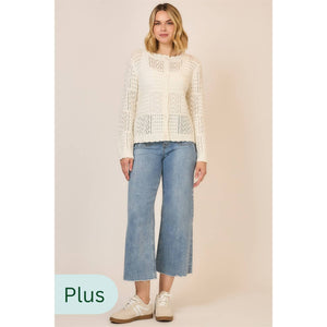 Open Light Quilt Knit Cardigan : Cream
