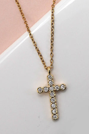 18K STAINLESS STEEL TARNISH FREE CROSS NECKLACE